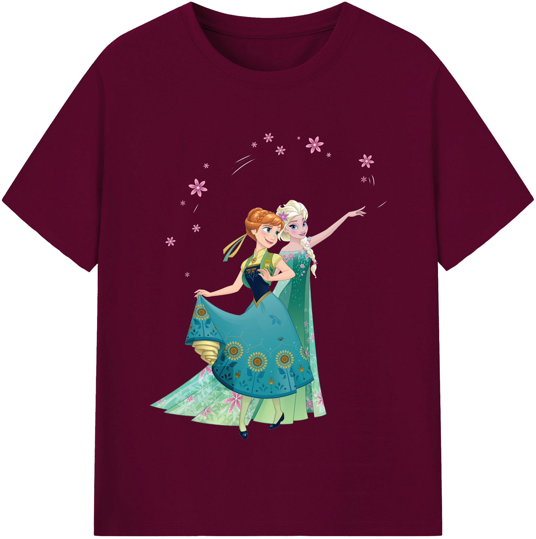 （画像用） アナと雪の女王 アンナ エルサ Frozen Anna Elsa レディースカジュアルプリントTシャツ（綿100％）